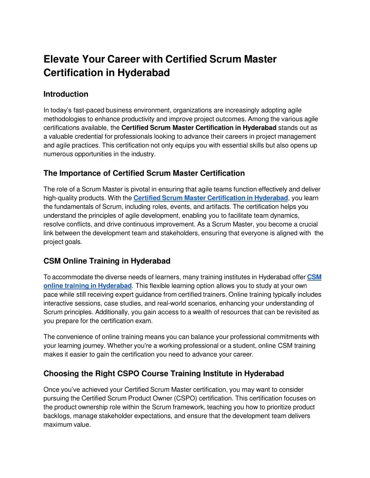 elevate your career with certified scrum master