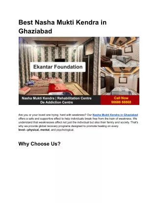 Best Nasha Mukti Kendra in Ghaziabad