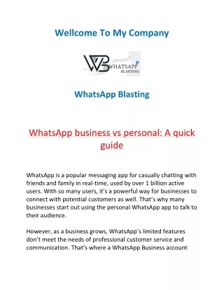 WhatsApp business vs personal A quick guide