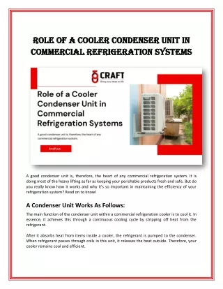 Role of a Cooler Condenser Unit in Commercial Refrigeration Systems