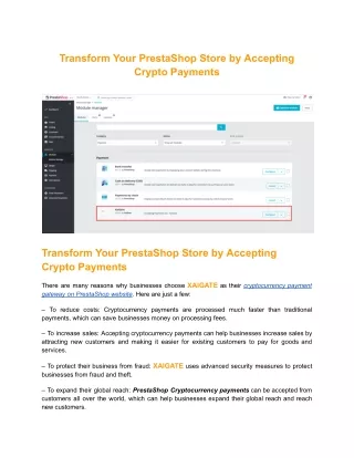 Transform Your PrestaShop Store by Accepting Crypto Payments