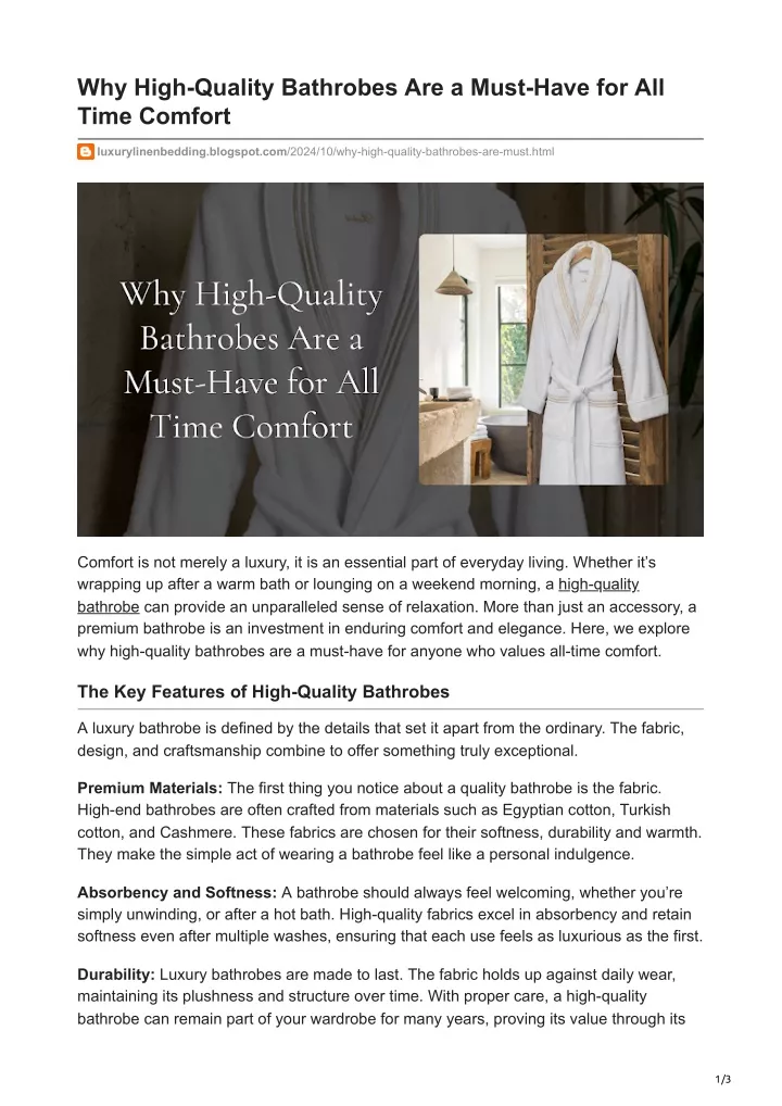 why high quality bathrobes are a must have