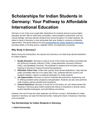 Scholarships for Indian Students in Germany_ Your Pathway to Affordable International Education