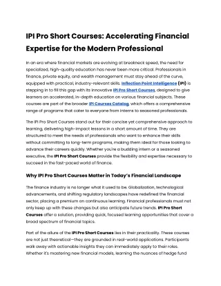 IPI Pro Short Courses_ Accelerating Financial Expertise for the Modern Professional