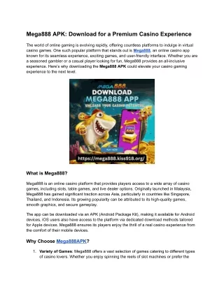 Mega888 APK_ Download for a Premium Casino Experience