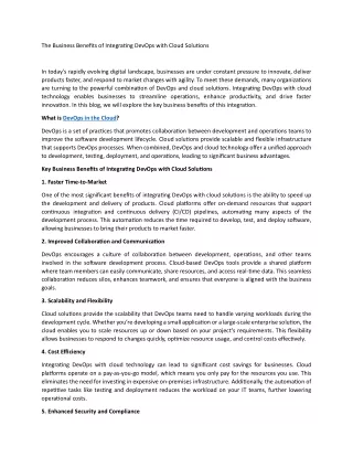 the business benefits of integrating devops with