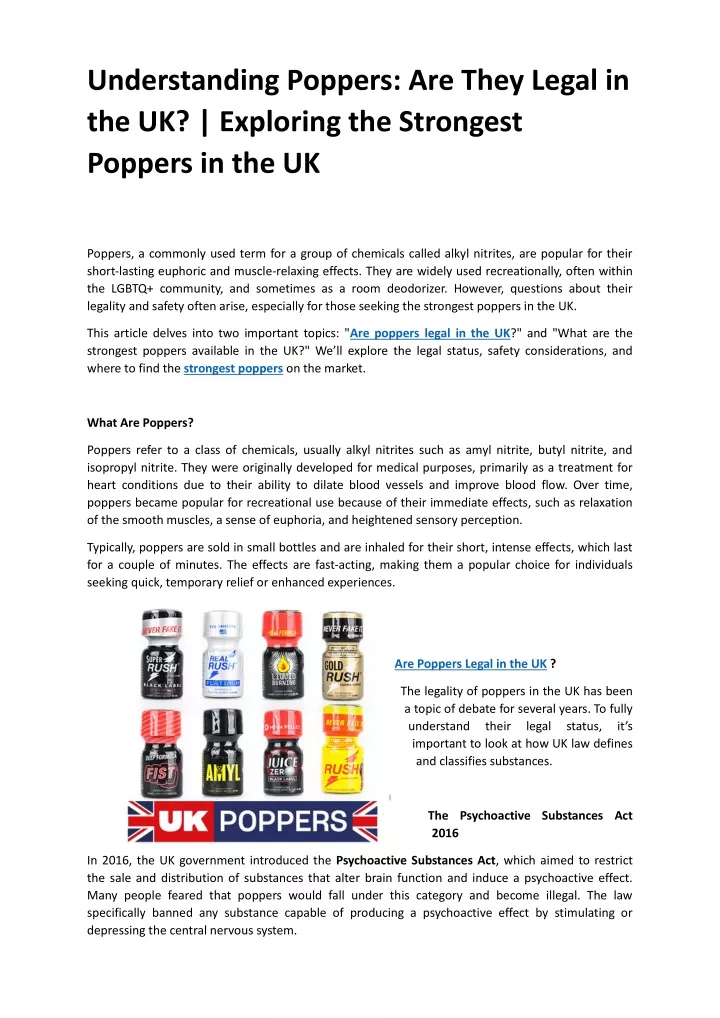 understanding poppers are they legal