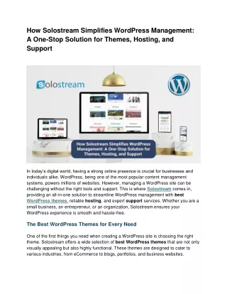 How Solostream Simplifies WordPress Management