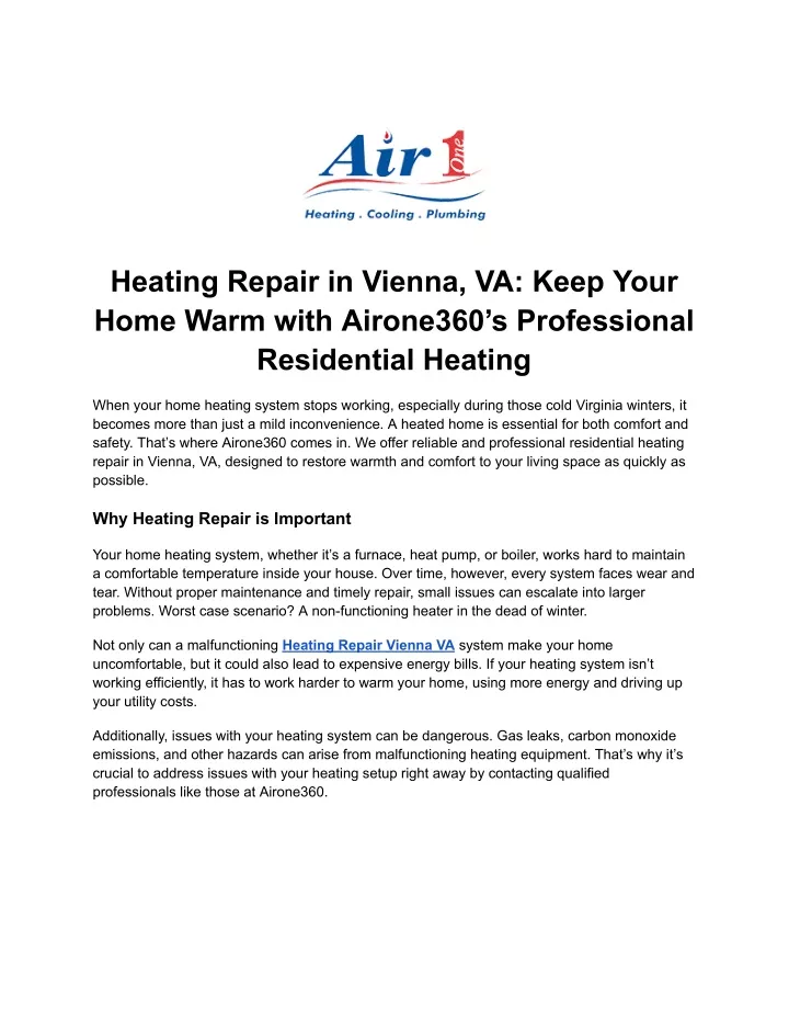 heating repair in vienna va keep your home warm