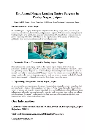 Dr. Anand Nagar – Renowned Gastro Surgeon in Jaipur for HPB, Liver Transplant, &