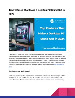 top features that make a desktop pc stand out in