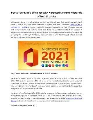 Boost Your Mac’s Efficiency with Nerdused Licensed Microsoft Office 2021 Suite