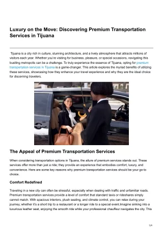 Luxury on the Move Discovering Premium Transportation Services in Tijuana