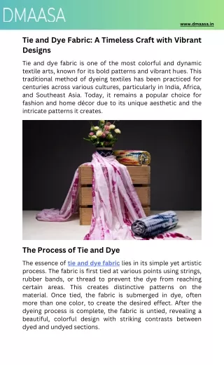 Tie and Dye Fabric A Timeless Craft with Vibrant Designs