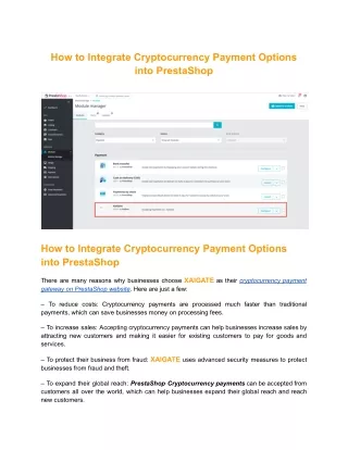 How to Integrate Cryptocurrency Payment Options into PrestaShop