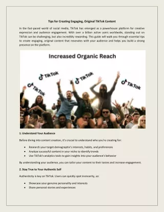 Tips for Creating Engaging Original TikTok Content