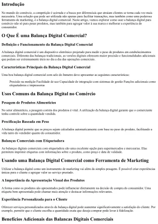 Usando uma Balanca Digital Comercial como Ferramenta de Marketing