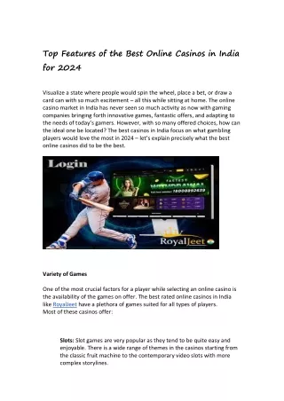 Top Features of the Best Online Casinos in India for 2024