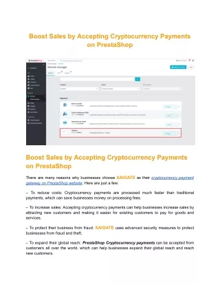 Boost Sales by Accepting Cryptocurrency Payments on PrestaShop