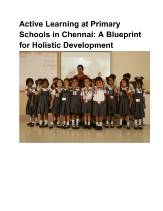active learning at primary schools in chennai