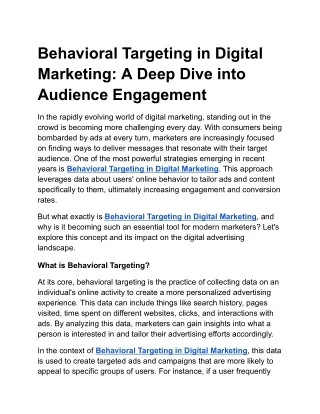 behavioral targeting in digital marketing a deep