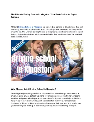 The Ultimate Driving Course in Kingston_ Your Best Choice for Expert Training