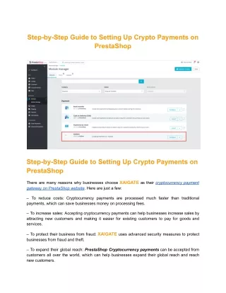 Step-by-Step Guide to Setting Up Crypto Payments on PrestaShop