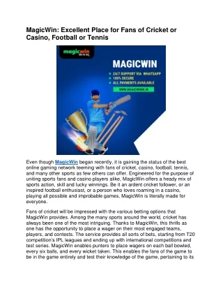 MagicWin Excellent Place for Fans of Cricket or Casino
