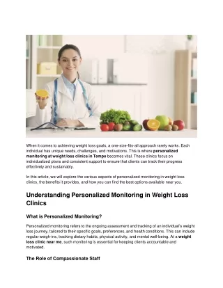 Personalized Monitoring at Weight Loss Clinics in Tempe for Progress