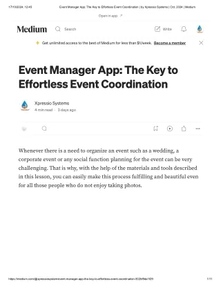 Event Manager App_ The Key to Effortless Event Coordination _ by Xpressio Systems _ Oct, 2024 _ Medium