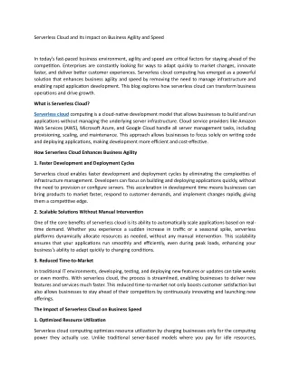 serverless cloud and its impact on business