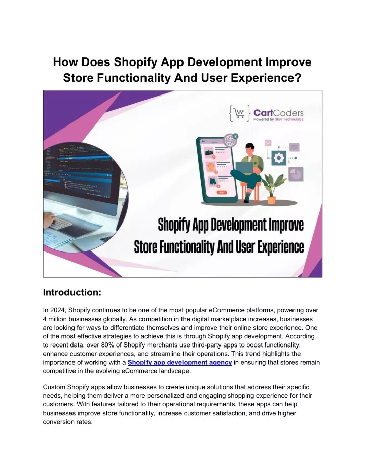 how does shopify app development improve store