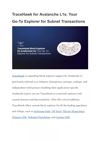 TraceHawk for Avalanche L1s: Your Go-To Explorer for Subnet Transactions