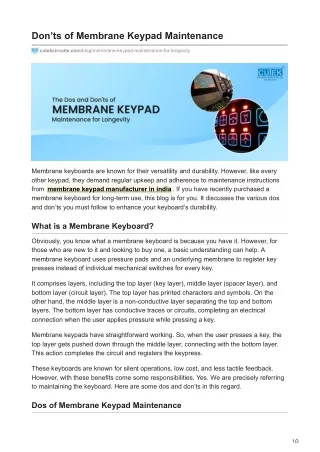 The Dos and Don’ts of Membrane Keypad Maintenance for Longevity