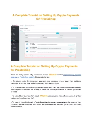 A Complete Tutorial on Setting Up Crypto Payments for PrestaShop