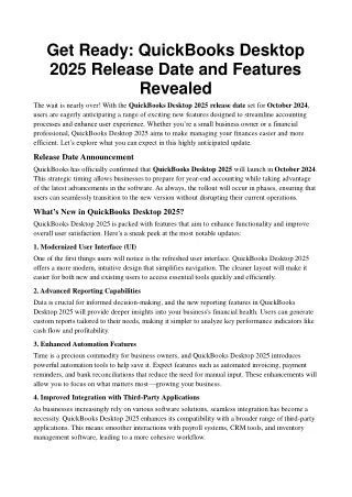 Get Ready QuickBooks Desktop 2025 Release Date and Features Revealed