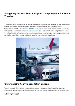 Navigating the Best Detroit Airport Transportations for Every Traveler