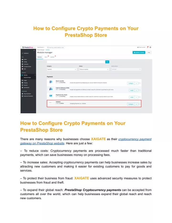 how to configure crypto payments on your