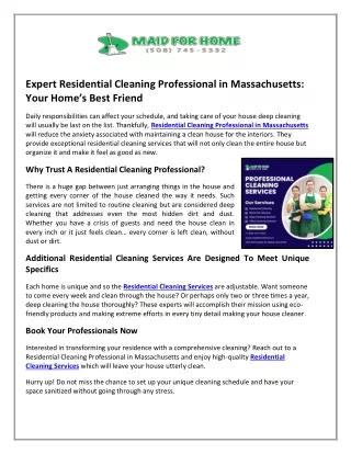 Expert Residential Cleaning Professional in Massachusetts: Your Home’s Best Frie