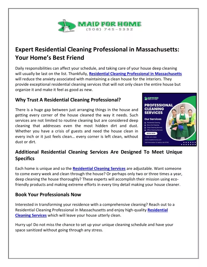 expert residential cleaning professional