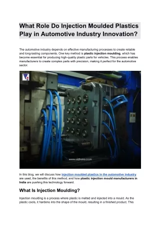 What Role Do Injection Moulded Plastics Play in Automotive Industry Innovation