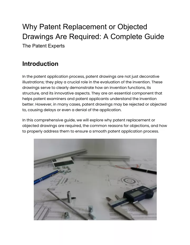 why patent replacement or objected drawings