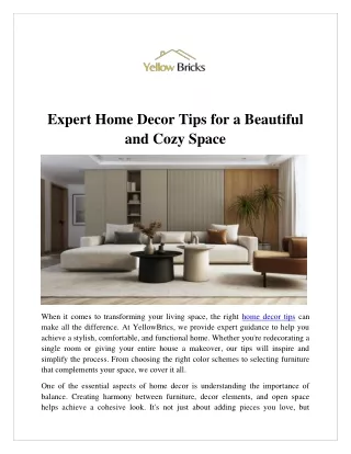 Expert Home Decor Tips for a Beautiful and Cozy Space