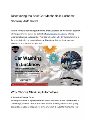 discovering the best car mechanic in lucknow