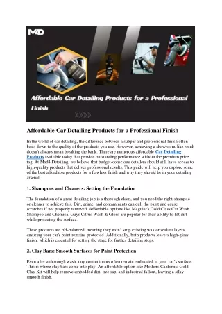 Affordable Car Detailing Products for a Professional Finish
