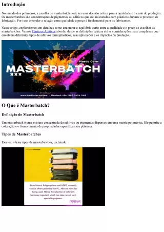 Qualidade vs Preço: Encontrando o Equilíbrio em Masterbatches