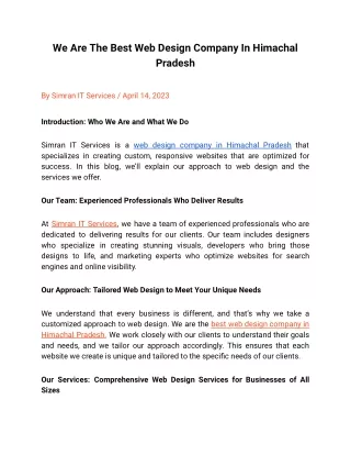 we are the best web design company in himachal
