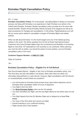 Emirates Airlines Cancellation Policy