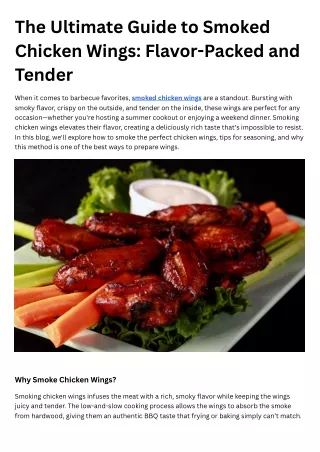 The Ultimate Guide to Smoked Chicken Wings Flavor-Packed and Tender
