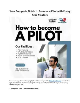 Your Complete Guide to Become a Pilot with Flying Star Aviators